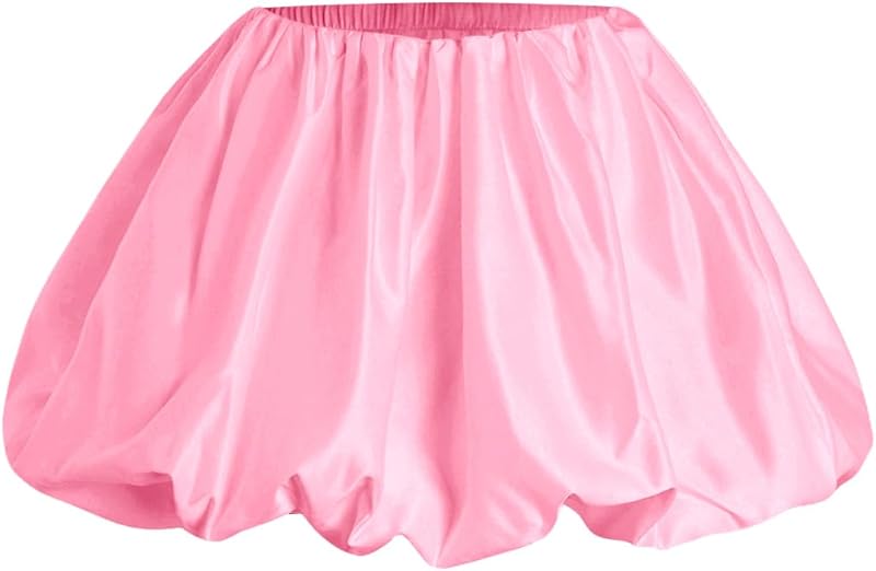 Women's Y2K Bubble Mini Skirt Low Waist Ruffle Short Hem A Line Pleated Balloon Skirt Bloomers