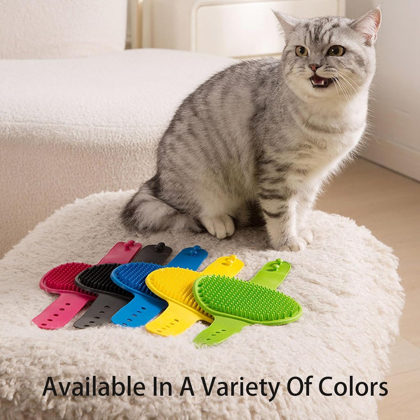 Silicone Grooming Strap Pad for Cats,Meowvo Cat Scratcher, Meowvo Silicone Grooming Scratch Pad, Cats Combs Cat Massager for Climbing Frames Table Legs