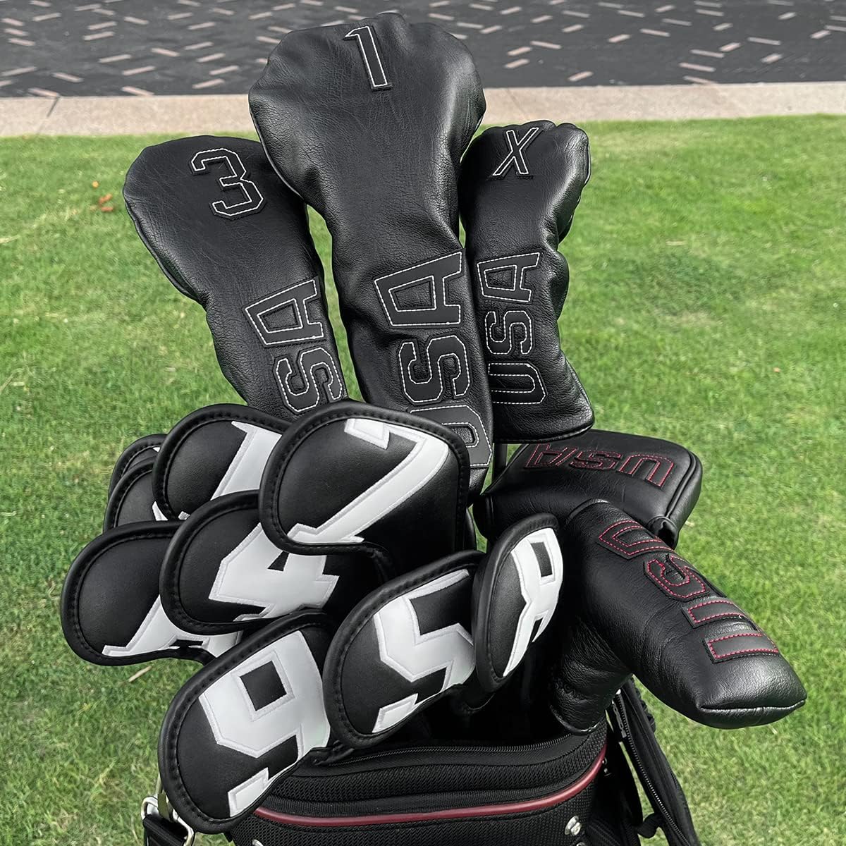 Barudan Golf Black Putter Headcover Covers Cover for Blade Style Putters, Magnetic USA Flag Blade Putter Headcovers with Magnet for Men