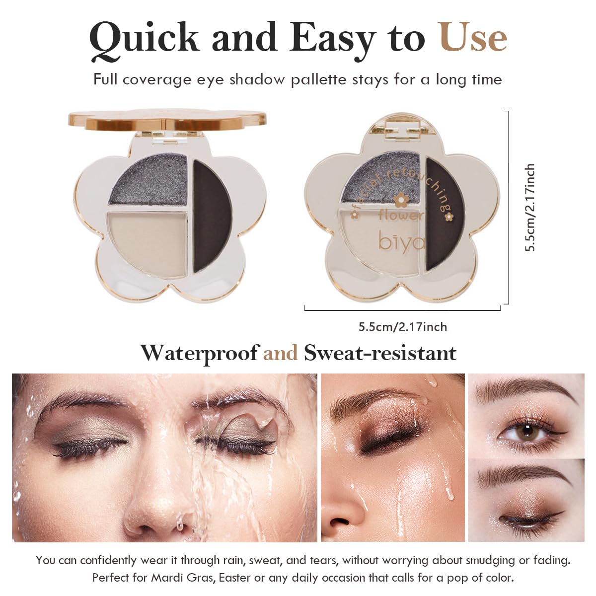 Pink Glitter Eyeshadow Palette,Matte Shimmer Cream Eye Shadow Lazy Smoky Brown Eyeshadow Highly Pigmented, Long-Lasting,3 Colors Eye Brightener Makeup Palette (101#)