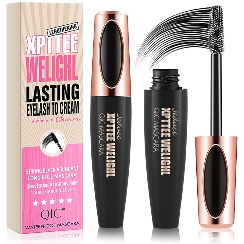 4D Silk Fiber Lash Mascara Extension - 4 Pack Voluminous, Waterproof & Smudge-Proof, Long-Lasting No Flaking, Natural No Clumping, All Day Exquisitely Full