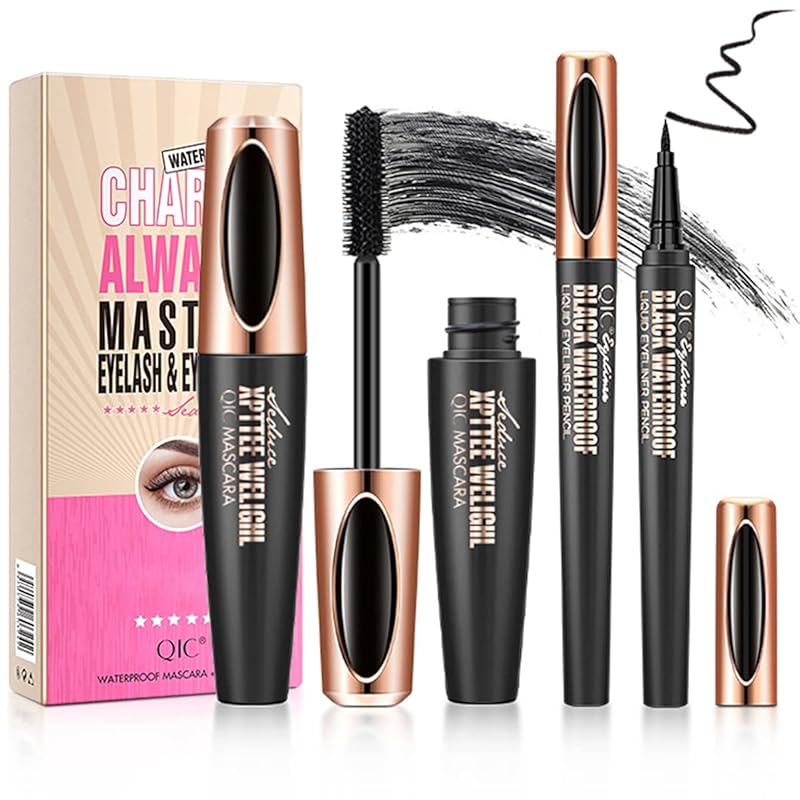 4D Silk Fiber Lash Mascara Extension - 4 Pack Voluminous, Waterproof & Smudge-Proof, Long-Lasting No Flaking, Natural No Clumping, All Day Exquisitely Full