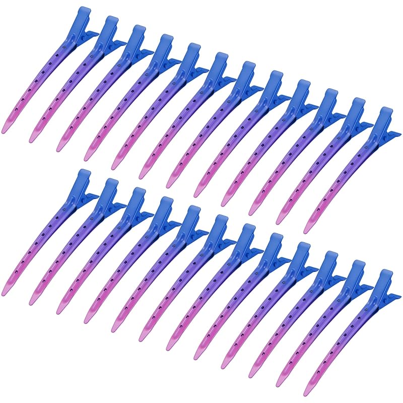 24 Packs Duck Bill Clips, Bantoye 3.5 Inches Rustproof Metal Alligator Curl Clips with Holes for Hair Styling, Hair Coloring, Silver