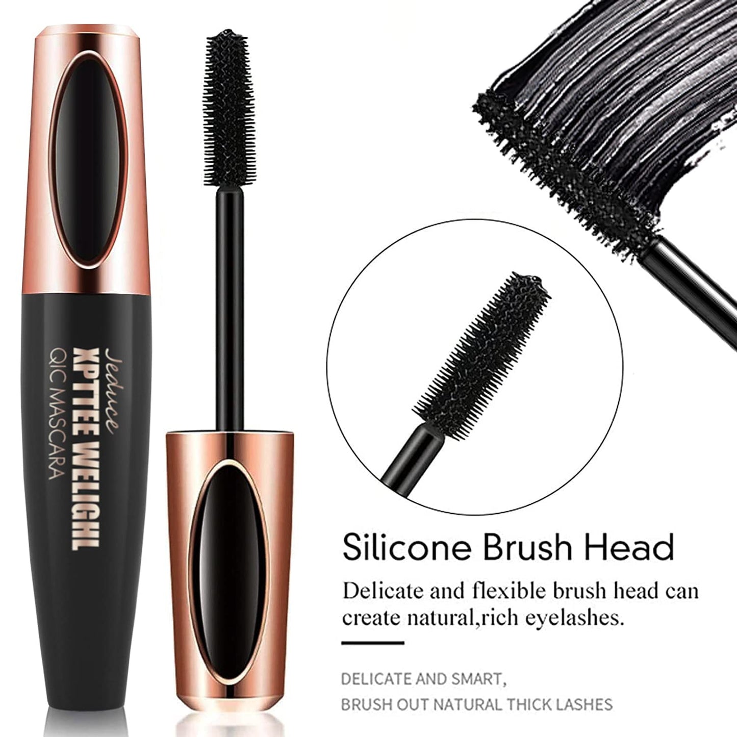 4D Silk Fiber Lash Mascara Extension - 4 Pack Voluminous, Waterproof & Smudge-Proof, Long-Lasting No Flaking, Natural No Clumping, All Day Exquisitely Full