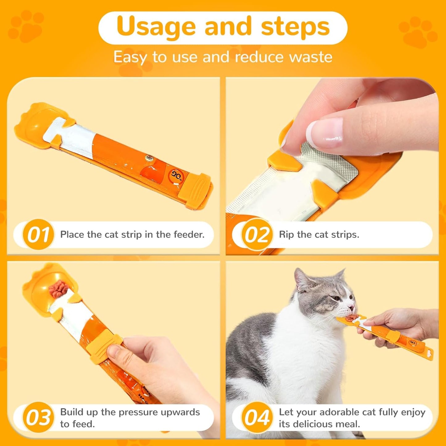 BAEJMJK 4pcs Cat Strip Feeder Sliding Pet Cat Treat Spoon Squeeze Lickable Treat Feeding Dispenser for Cats Liquid Snack and Wet Food
