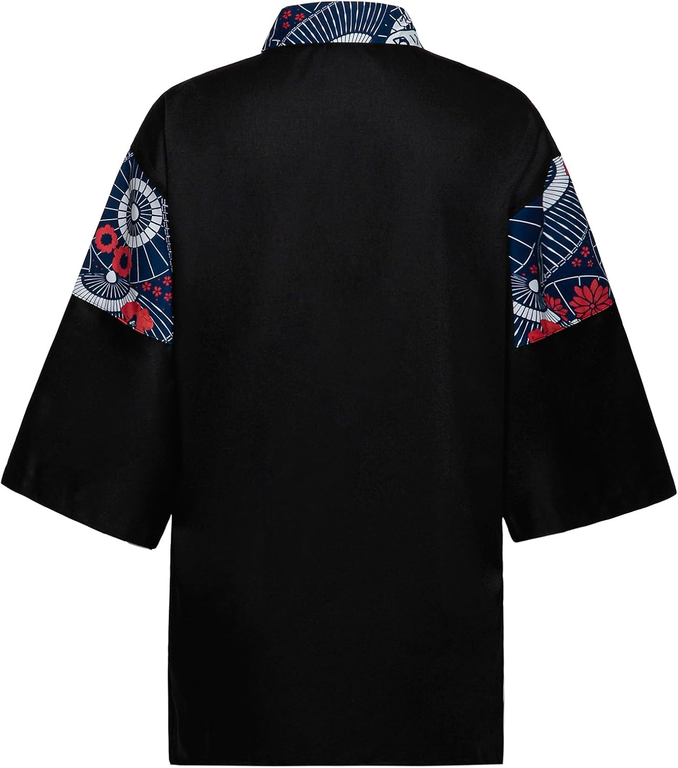 Japanese Sushi Restaurant Chef Coat Uniforms, 3/4 Sleeve Kimono Floral Workwear Jacket Dragon Black Headband XL