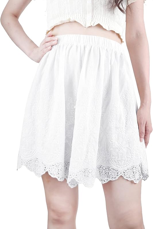 Vintage Lace Pettipants Slips Embroidery Flower Womens Lightweight Cotton Linen Bloomer Shorts Lounge Short Pants