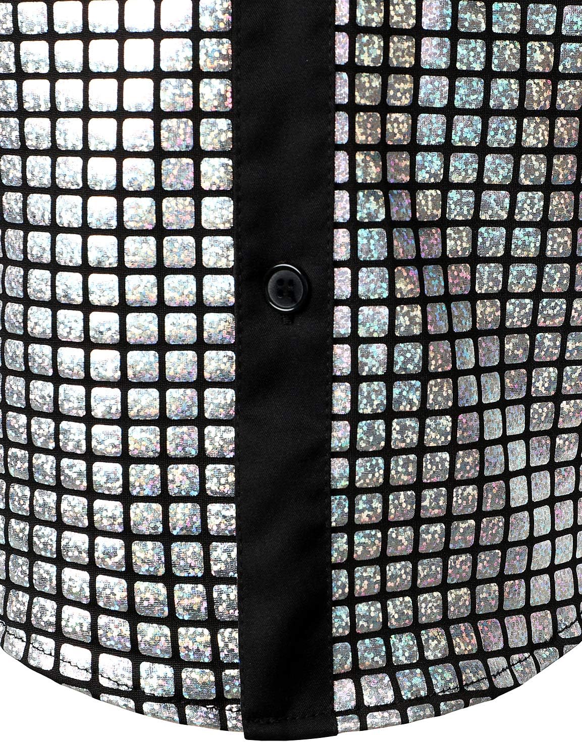 JOGAL Boy's Dress Shirt Sequins Button Down Shirts 70s Disco Party Costume