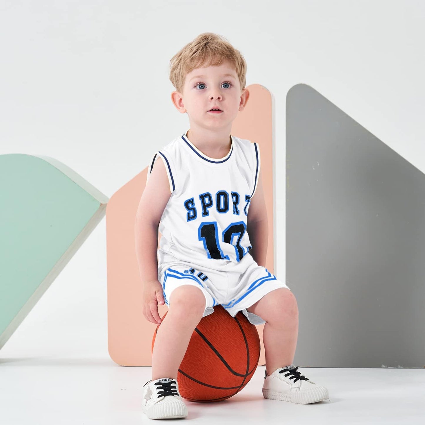 Volunboy Kids Sports Shorts Sets Boys Jerseys Tracksuit 2 Piece Basketball Performance Tank Top and Mesh Shorts Set