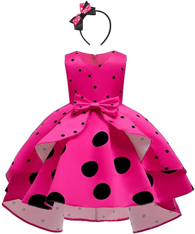 IBTOM CASTLE Baby Girl Polka Dots Princess Costume Birthday Fancy Dress up Party Cosplay Ears Dance Clothing Set