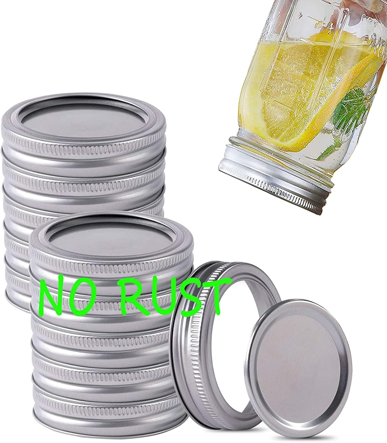 Canning Lids and Rings Regular Mouth Suitable for Ball or Kerr Jars,Small Mouth Mason Jar Lids and Bands Set of 12