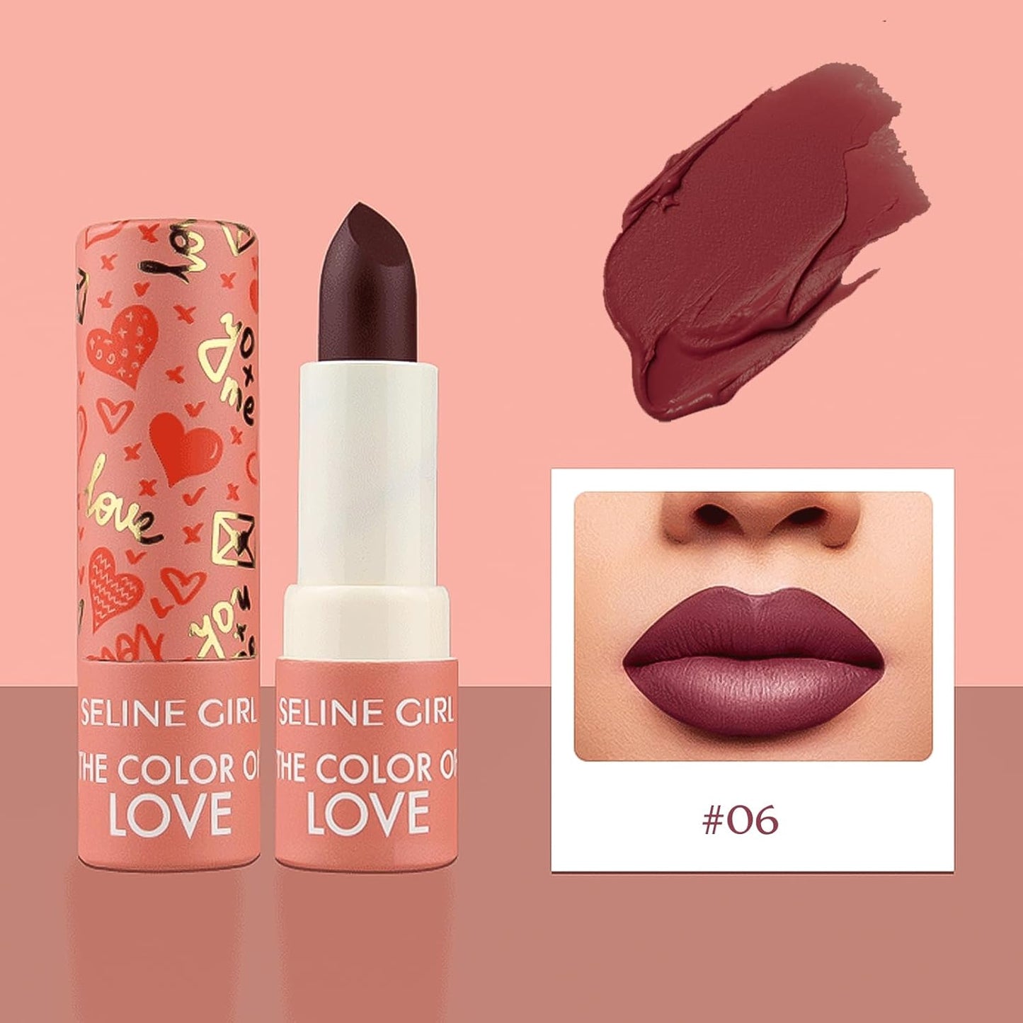 Love Lipstick Makeup, Lip Stain for Women Girls, Vivid Colors Long Lasting Lipsticks, Lip Balm Waterproof, Lipgloss for Girls, Lip Tint Misty Mud Texture #rose pink