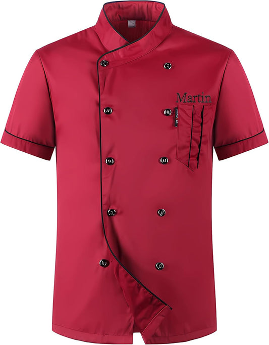 Personalized Chef Jacket Custom Embroidered Chef Coat for Men Women Short Sleeve Uniform Shirt for Restaurant Hotel