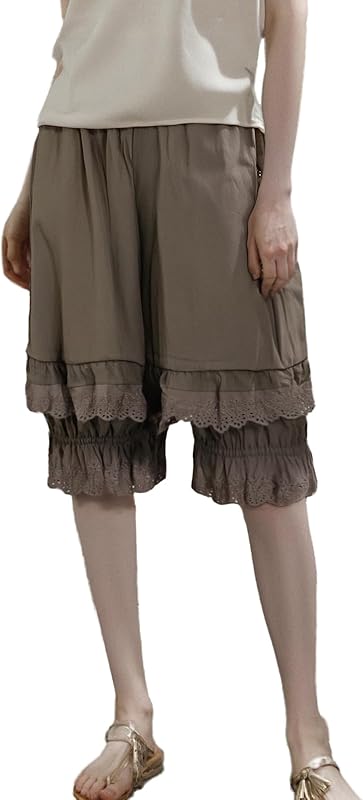 Vintage Lace Pettipants Slips Embroidery Flower Womens Lightweight Cotton Linen Bloomer Shorts Lounge Short Pants