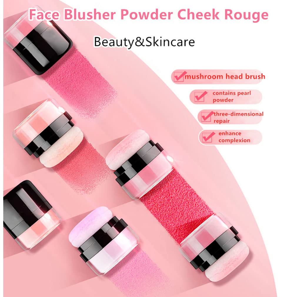 Charm Kiss Loose Powder Blush Air Cushion Natural Blusher Bright Shimmer Face for Cheek Highly Pigmented Makeup Easy to Blend Blushin, All Day Wear(01#) 01# Coral Pink 5 grams