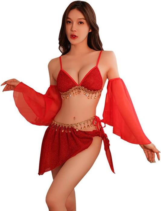SINROYEE Women Sexy Cosplay Lingeries Anime Maid Dress Halloween Chinaese Classical Cosplay Princess Dancer Outfit