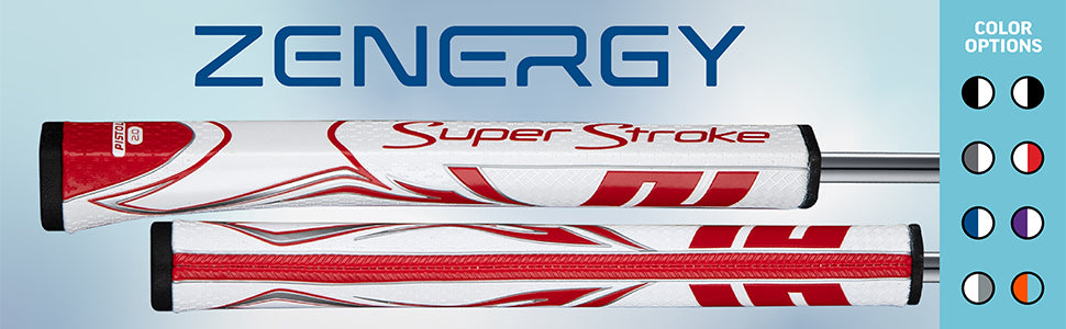 SuperStroke Zenergy Tour 2.0 Golf Putter Grip with No Taper Enhanced SPYNE Technology, New Multi-Zone Texturing and Tech-Port, Pink/White