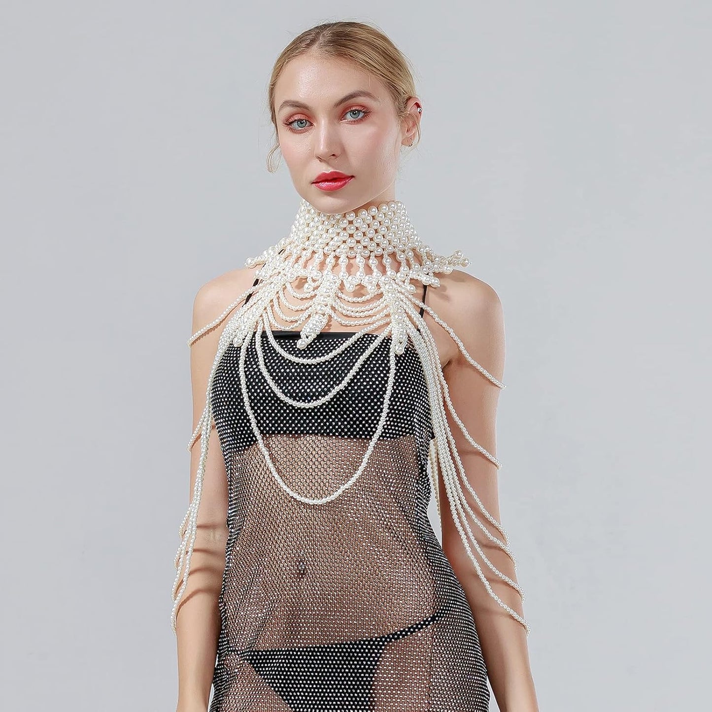 CCbodily Pearl Body Chain Bra - Fashion Shoulder Necklaces Bra Chain Body Jewelry
