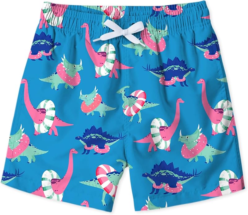 uideazone Boys Swim Trunks 3D Funny Print Surfing Board Shorts Quick Dry UPF 50+ Swimsuit Beachwear with Mesh Lining 2-12T