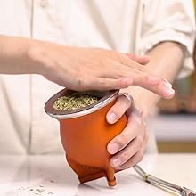 Argentina Yerba Mate Cup With Ceramic liner Straw Tea Gourd Mug One Bombilla Mate a Cleaning Brush (brown)