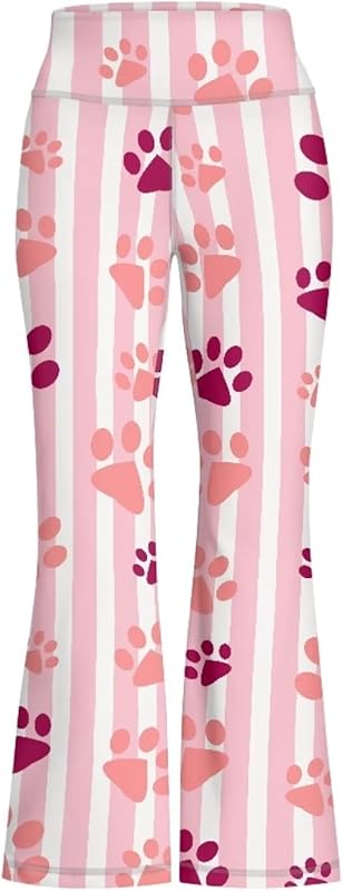 Girls' Athletic Leggings Bell Bottoms Kids Dance Running Yoga Pants High Waisted Workout Active Dance Tights