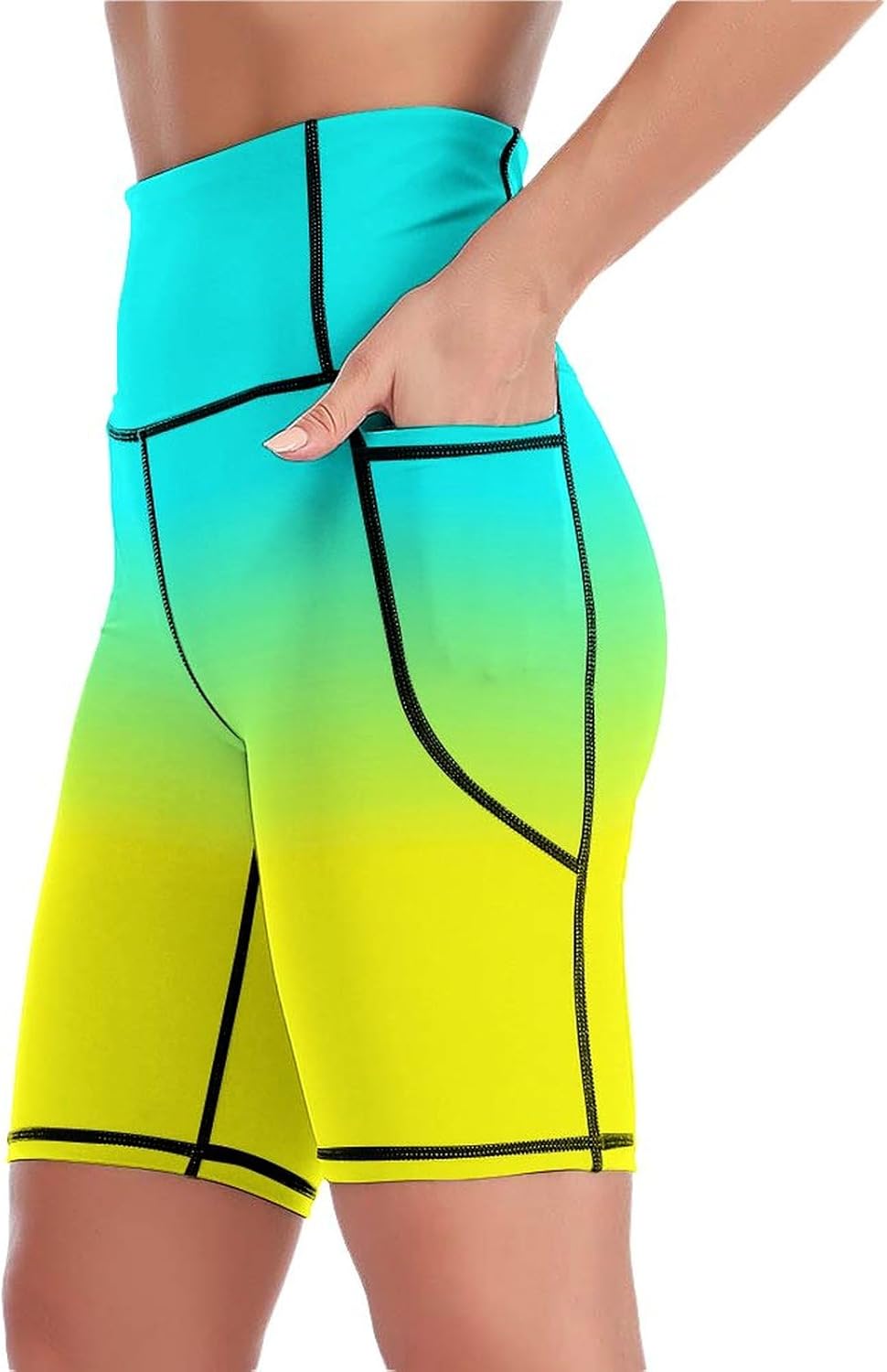 High Waist Workout Yoga Shorts for Women with Pockets Tummy Control Yoga Leggings Running Gym Biker Shorts