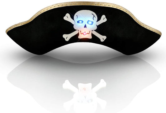 Light Up Pirate Hat with Flashing LED Skull & Crossbones Costume Accessory