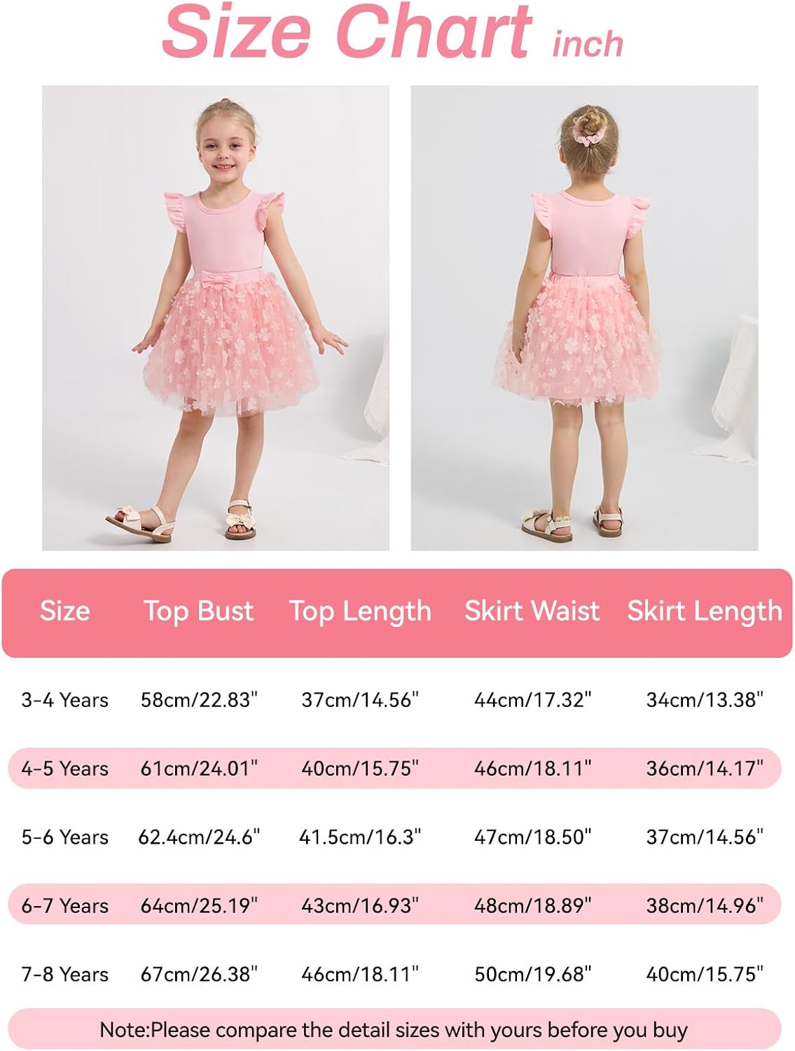 Naiyafly Girls Tulle Skirt Set Toddler Girls 2 Piece Outfits Kids Two Piece Ruffle Sleeve T-Shirt Bow Knot Tutu Dress Costume Birthday Party Outfit 3-8 Years
