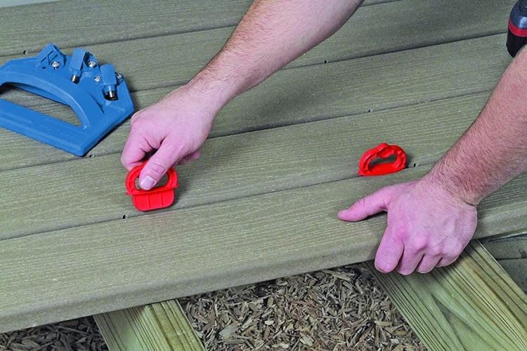 Plutreas Deck Board Jig, 12 Pcs Deck Spacer 1/4" Red Deck Jig Spacer Rings