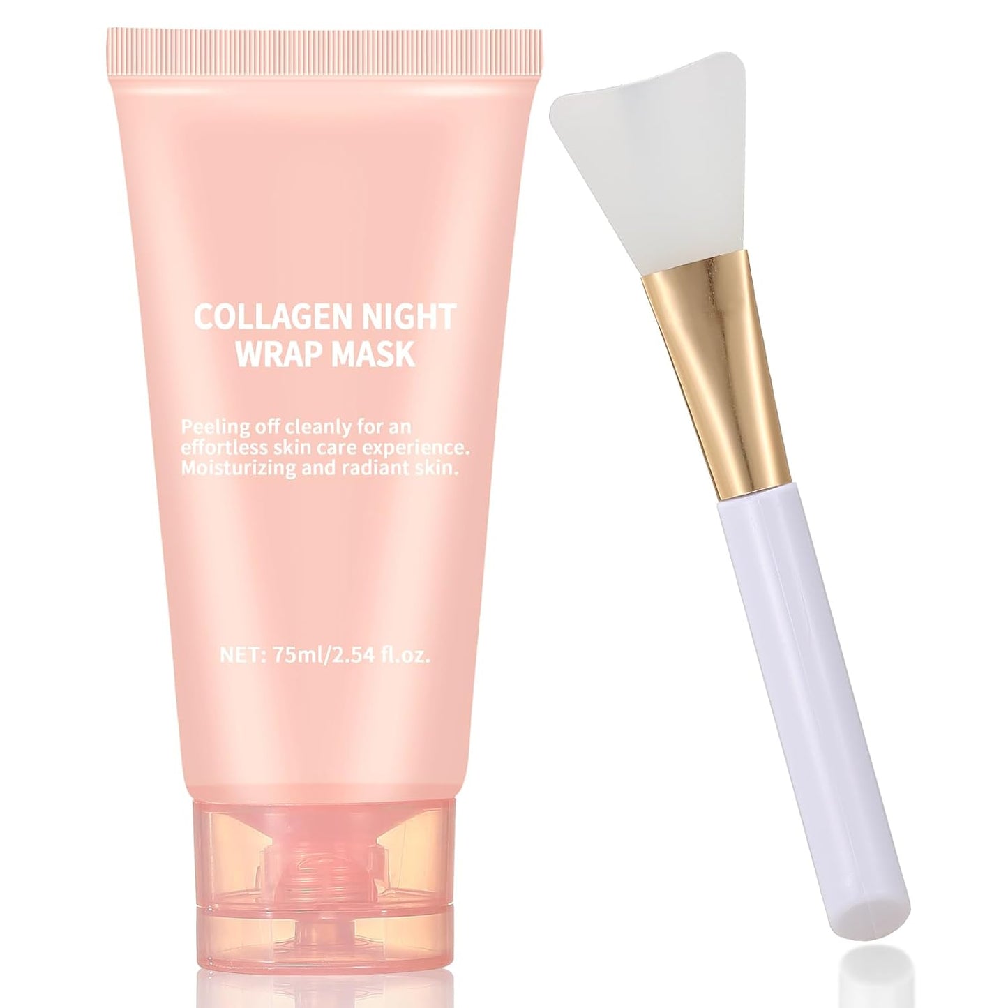 Collagen Night Wrapping Mask Peel-Off Overnight Collagen Face Mask - Deeply Hydrates & Firming & Glowy - Reduce Sagging & Wrinkle For Glowing Skin 2.54 fl.oz with Mask Applicator