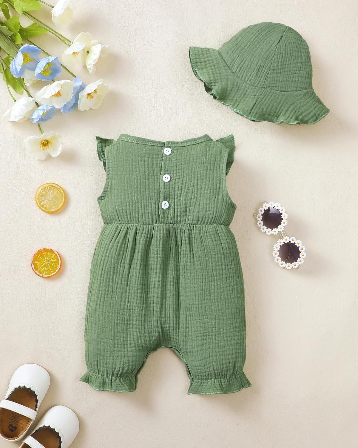 SUNNY PIGGY Newborn Baby Girl Clothes Baby Girl One Piece Romper Fall Winter Long Sleeve with Hat Sets Cute Infant Outfits