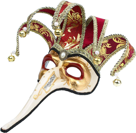 Mardi Gras Venetian Plague Doctor Jester Mask Masquerade Halloween Wall Decorative Mask