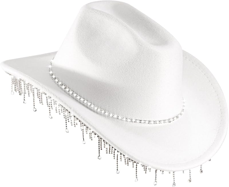 Womens Cowboy Hat Rhinestone Hat Western Cowgirl Hat Wide Brim Diamond-Glitter Size:Medium-Large