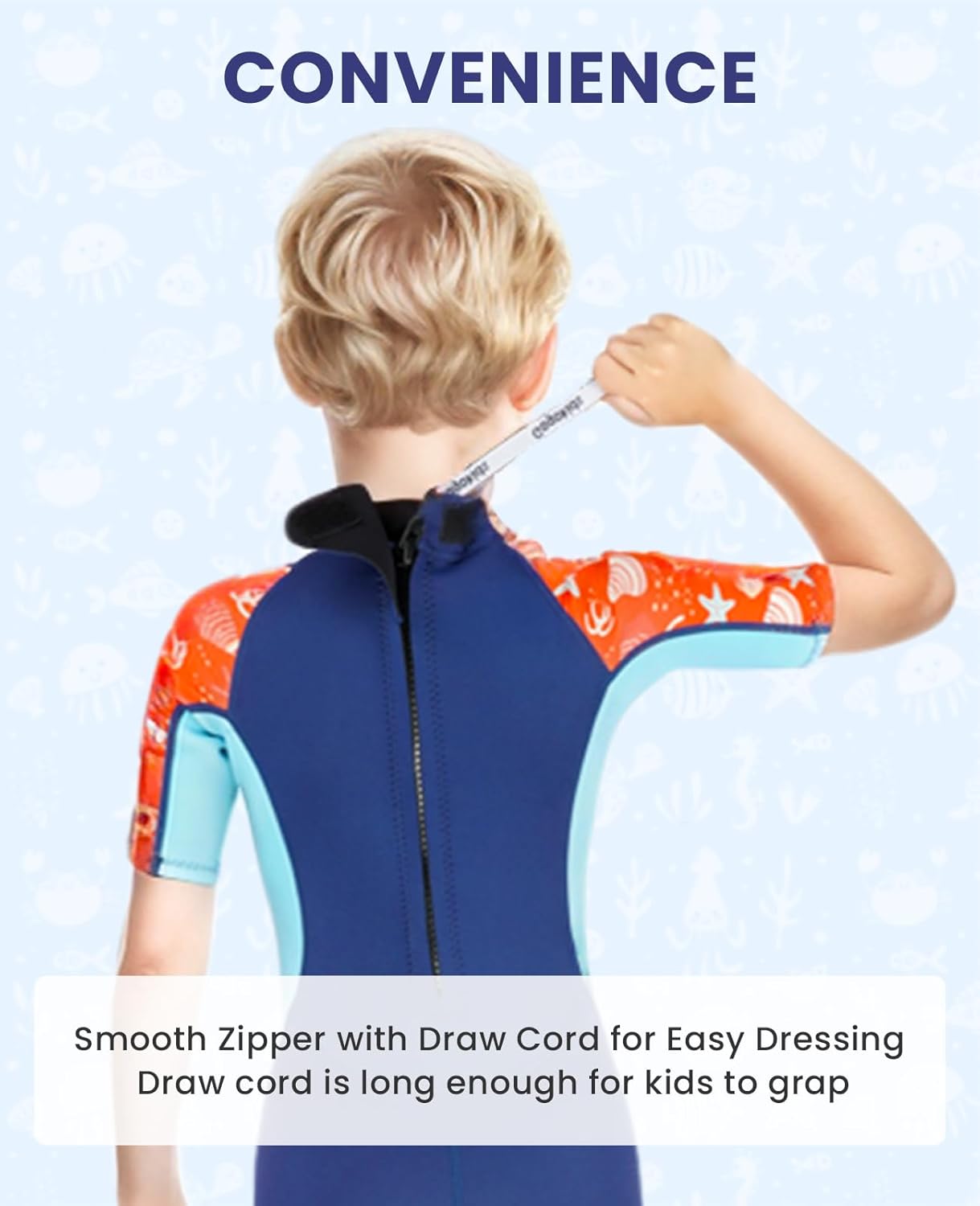Gogokids Kids Wetsuit, Youth 2.5mm Neoprene Thermal Wet Suits, Short Sleeve Back Zip Sun Protection Swimsuits for Swimming, Diving, Surfing Lessons