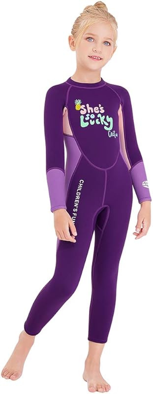 Kids Girls Boys Wetsuit Full Body Neoprene Thermal Swimsuit 2.5MM for Toddler Youth Children Teen, Long Sleeve Child Scuba Diving Surf Suit One Piece Sun Protection for Water Sports