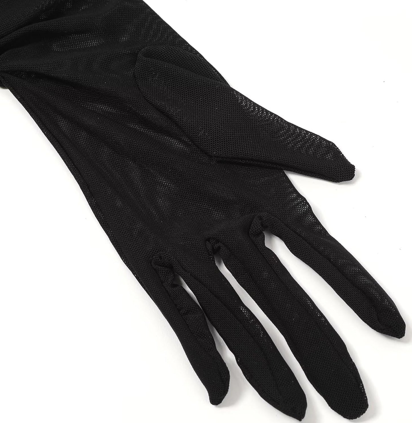Hazhlko Women's Super Long Stretchy Ruched Mesh Tulle Sheer Gloves Costume Opera Party 1920's Dance Gloves
