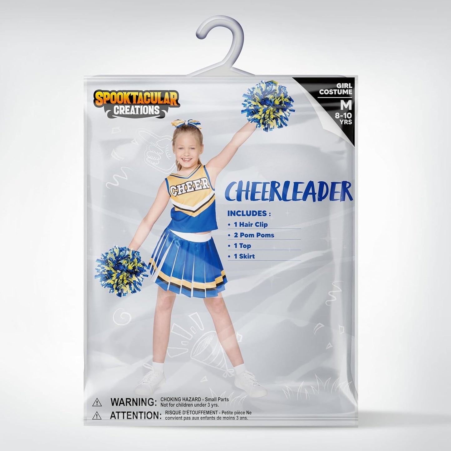 Spooktacular Creations Girl Cheerleader Costume, Halloween Cute Cheer Uniform Outfit with Accessories for Dress Up Parties