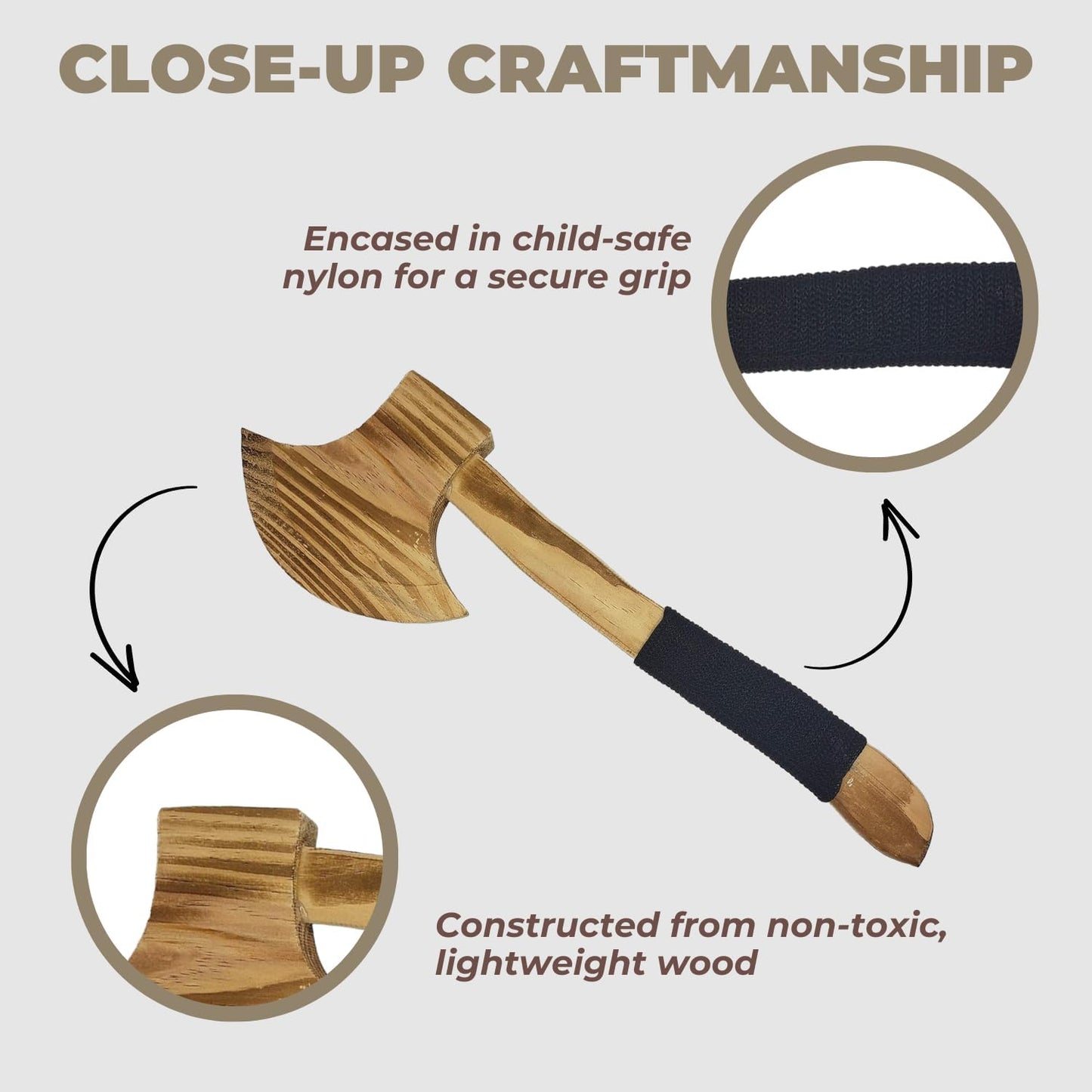 Adventure Awaits! - 2-Pack - Wooden Toy Axe Hatchet - Handmade - Lightweight Wood Toy Hatchet Set for Outdoor Play