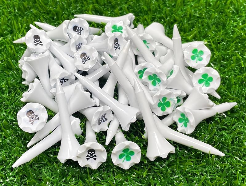 NorthPointe 1 ½” Plastic Golf Tees – Short Tees for Irons, Par Threes, Hybrids, and Driving Range - Pack of 50 or 100 Bulk in High Visibility White Durable Plastic