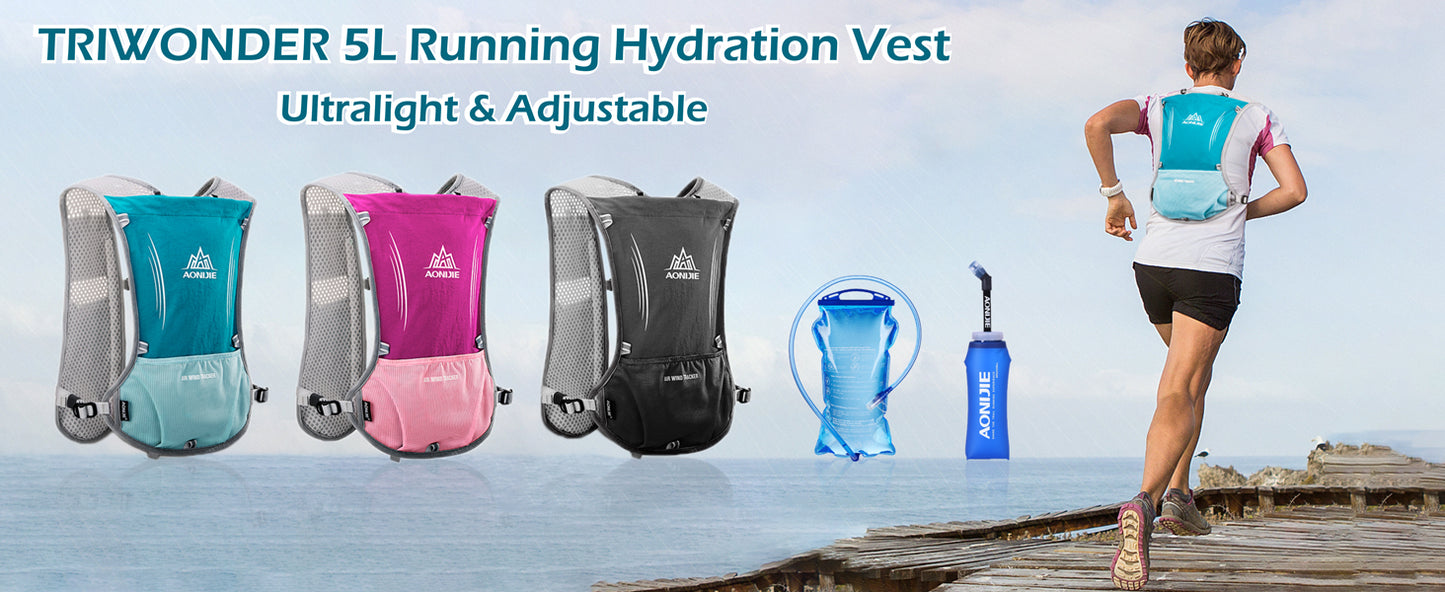 TRIWONDER Running Vest 5L 5.5L Hydration Water Pack Backpack for Women Men Runner Trail Race Marathon Cycling Hiking Jogging