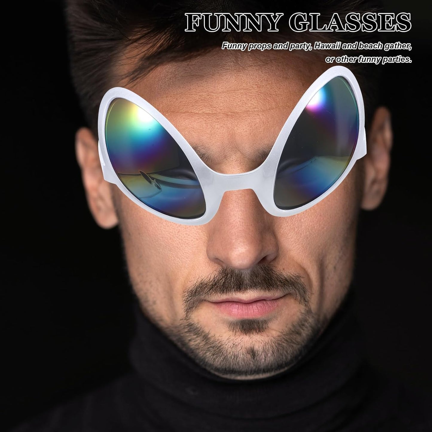 NUOBESTY 2Pcs Alien Glasses Sliver Plastic Alien Sunglasses Alien Eyeglasses Alien Costume Accessories for Halloween Party Favors Green Glasses
