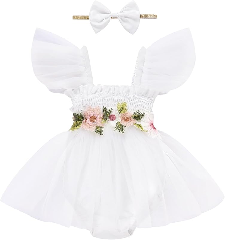 Baby Girl Clothes Infant Tulle Romper Ruffe Sleeveless Bodysuit Baby Girl Outfits Infant Girl Dress 0-18M