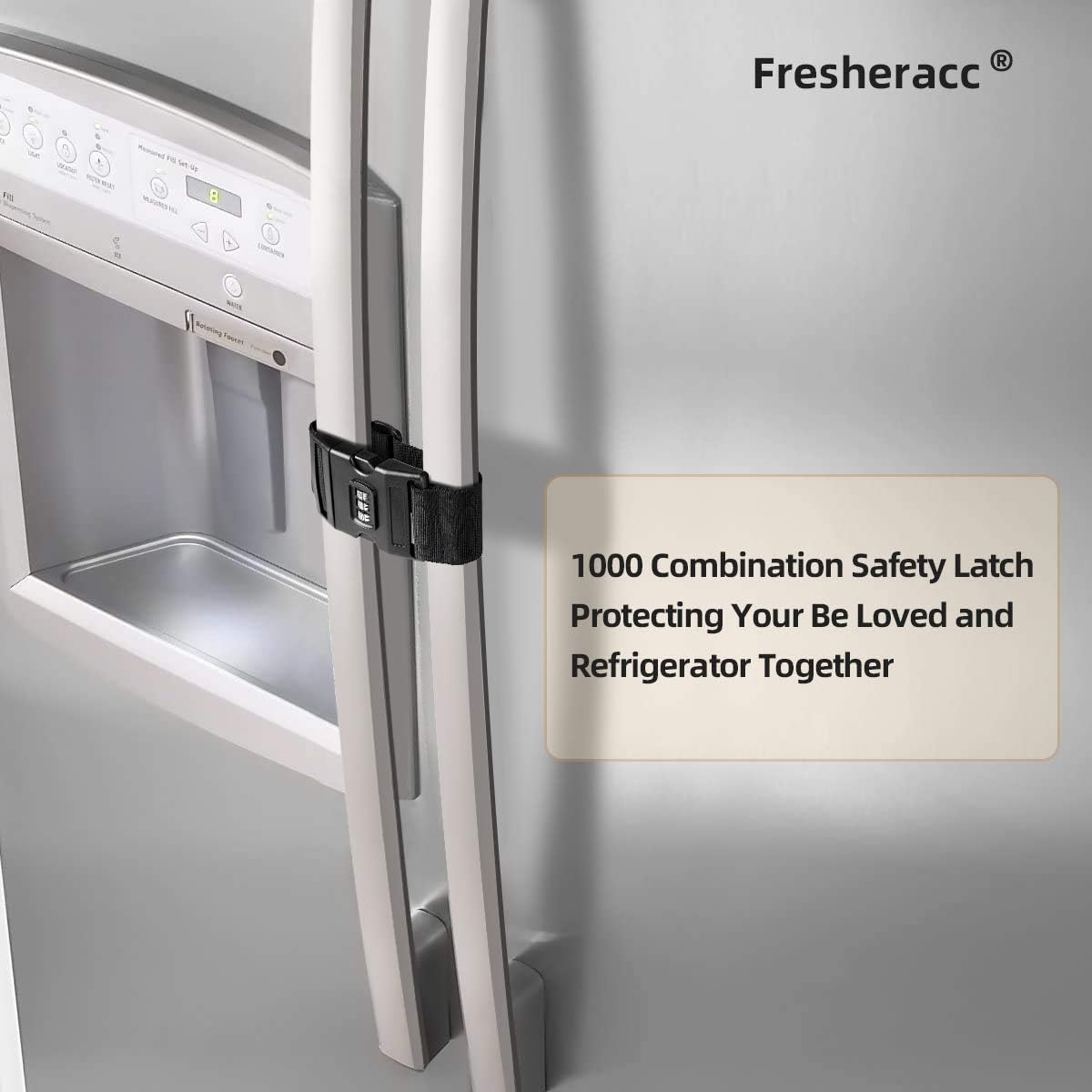 Fridge Freezer Refrigerator Cabinet Lock Latch, (2 Packs) Adjustable French Door Guard for Toddlers Children Kids Special Needs, No Drill No Screw No Adhesive (2 Packs Black)