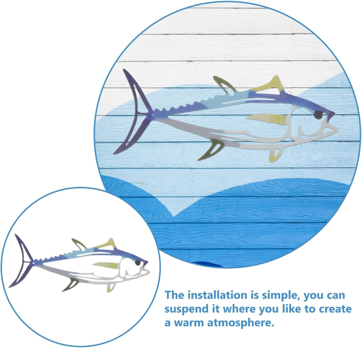 Stainless Steel Shark Wall Decor - Coastal Metal Fish Art Hanging Sculpture for Indoor and Outdoor Home Decoration