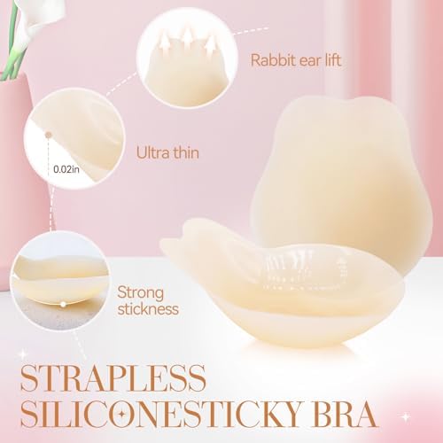 Sticky Bra – Push Up Adhesive Backless Strapless Bra for Women Reusable Silicone Nipple Covers