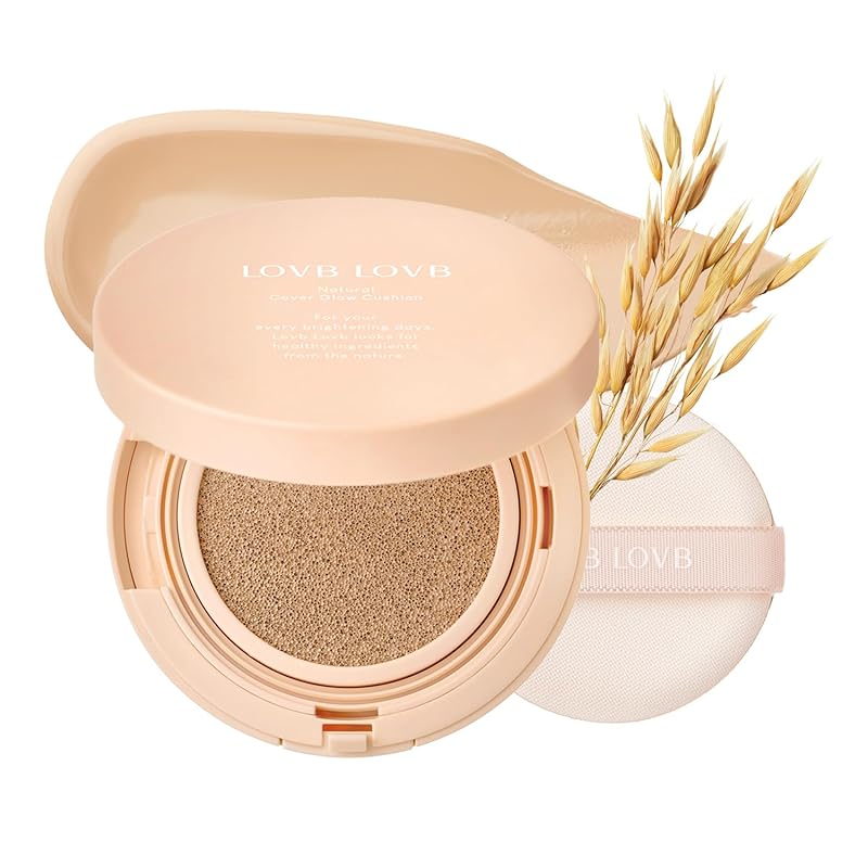 Natural Cover Glow Cushion Foundation | Satin Radiant Finish | Korean Foundation Makeup | Long-Lasting Natural Coverage | for All Skin Types 0.42 oz. (23N Natural Beige)