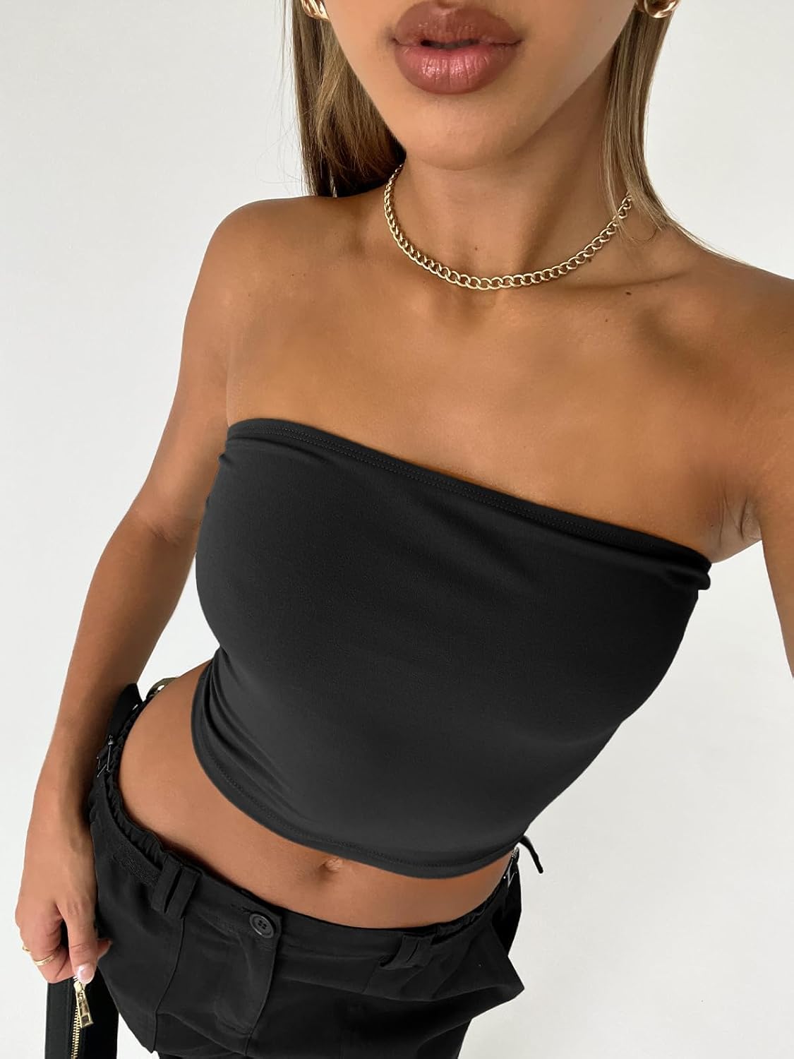AUTOMET Tube Tops Strapless Crop Tops Basic Backless Sleeveless Bandeau Going Out Cute 2025 Summer Clothes