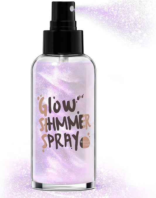 Body Glitter Spray - Bronze Body Shimmer for Face, Hair & Body, Moisturizing Luminizer Glow Illuminator, Quick-Drying Sparkling Glitter Spray Liquid Highlighter Makeup (#04)
