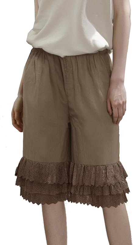 Vintage Lace Pettipants Slips Embroidery Flower Womens Lightweight Cotton Linen Bloomer Shorts Lounge Short Pants