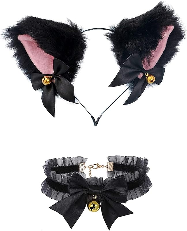 Faylay Cosplay Girl Plush Furry Cat Ears Headwear Accessory for Cam Girl Party